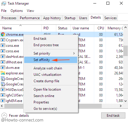 set affinity on the right click context menu of chrome.exe