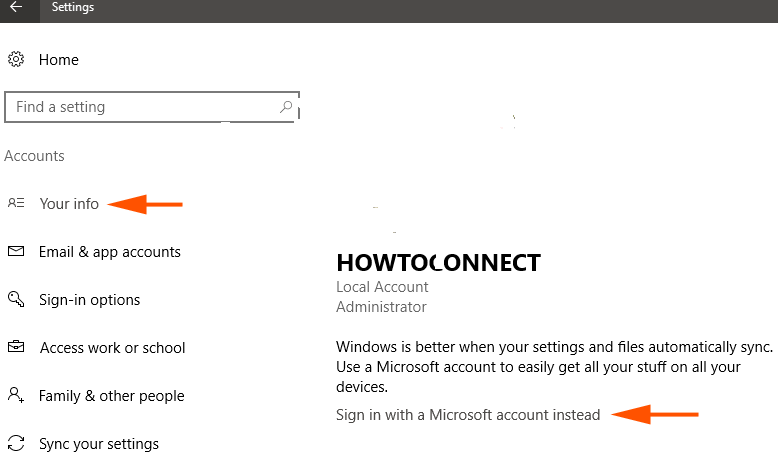 sign in options sign in with a microsoft account instead