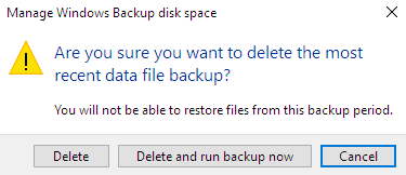 are you want to delete previous system images confirmation box