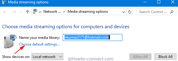 choose default settings media streaming options