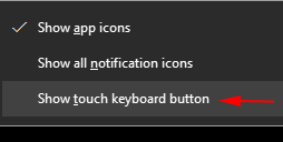 show touch keyboard button taskbar