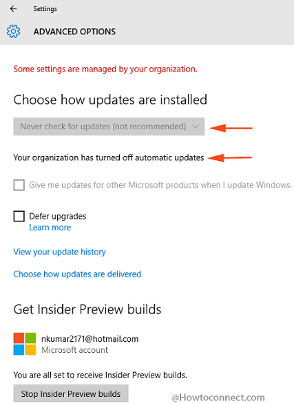 Your Organization has Turned off Automatic Updates Windows 10 note