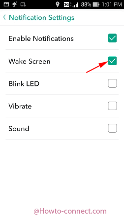 wake screen notification settings