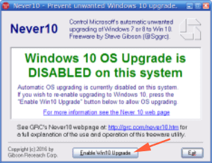 enablewin10update never10
