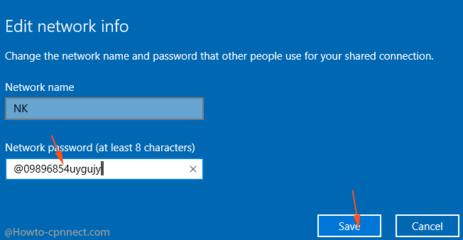 edit network info password