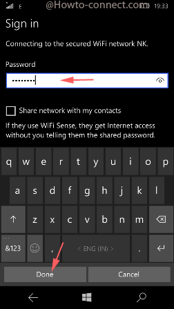 password box and enter button on widows phone