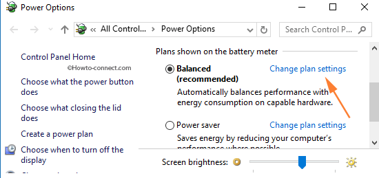 Change plan settings link for the Current plan