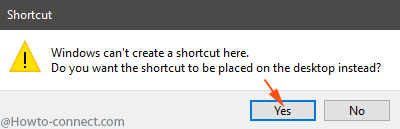 shortcut confirmation dialog pop up