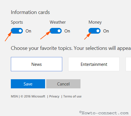 information cards sports weather and money