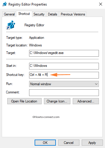 Registry Shortcut key sequence
