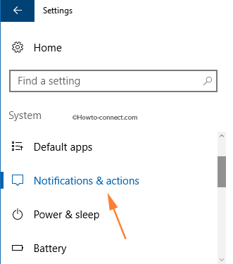 System Settings category Notifications & actions