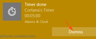 cortana timer done notification pop up