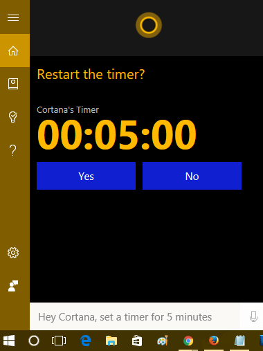 restart timer command cortana windows 10