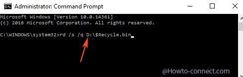 command reset recycle bin in d drive command prompt