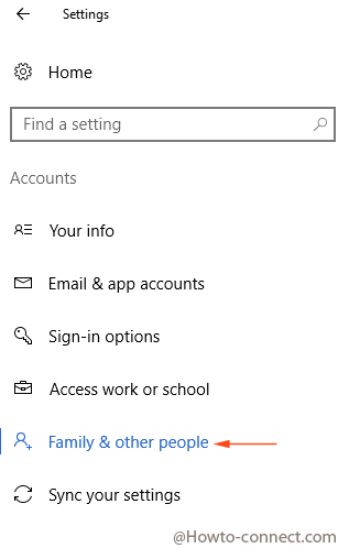 family & other people right hand side accounts settings