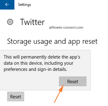 this will permanently delete the app's data on this device including your preferences pop up reset