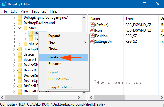 How to Customize Desktop Context Menu on Windows 10 delete display key