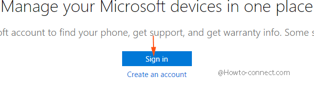 sign in button on devices page