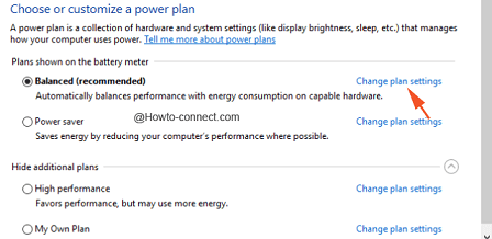 Change plan settings link