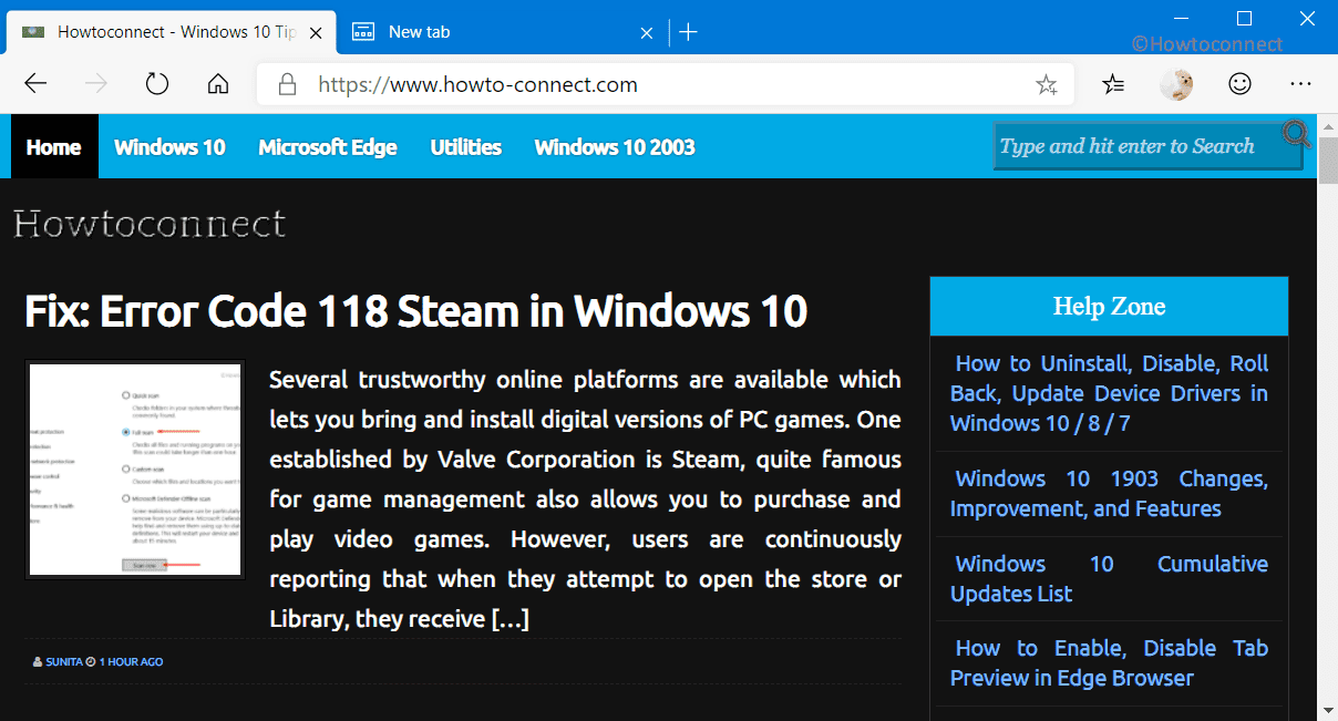 A website in dark mode in Edge Canary browser Pic 2