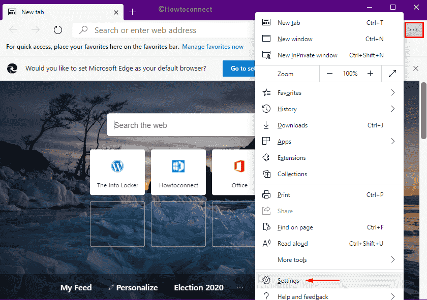 Access Settings of Microsoft Edge