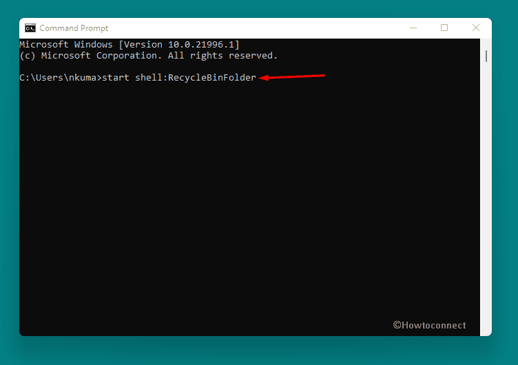 Access Windows 11 Recycle Bin executing command