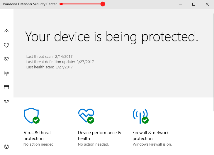 Access Windows Defender Security Center on Windows 10 Pics 1