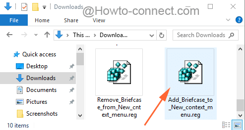 Add Briefcase to Windows 10 New Context Menu reg file