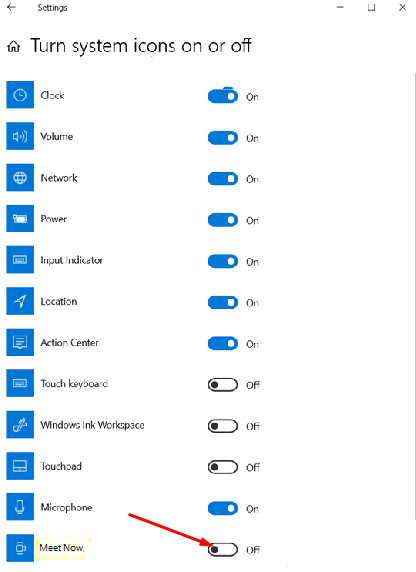 Add Meet Now icon to Taskbar in Windows 10