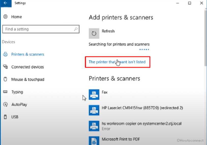 Add a network printer through Static IP address