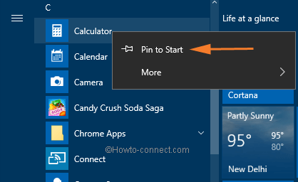 Add an app to live tile in Start Menu