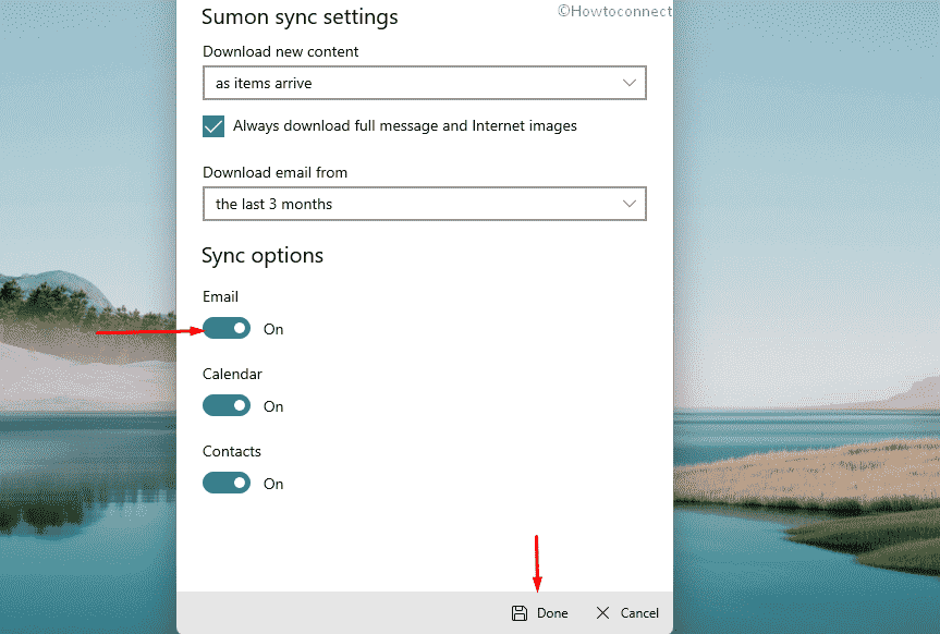 Adjust mailbox sync settings
