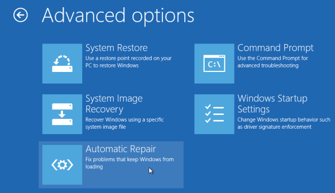 advanced options in windows 8 Starup