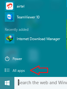 All Apps symbol in Start Menu