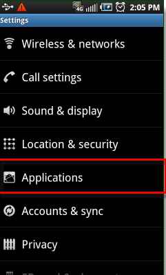 Android applications option