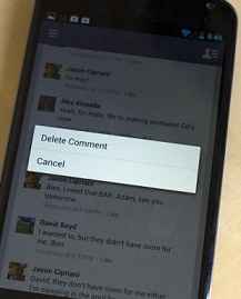 android delete facebook comments