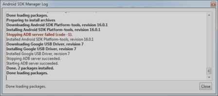 android sdk manager log