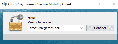 Anyconnect VPN Client connect button