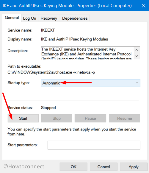 Automatic Start IKE and AuthIP IPsec Keying Modules service Pic 2