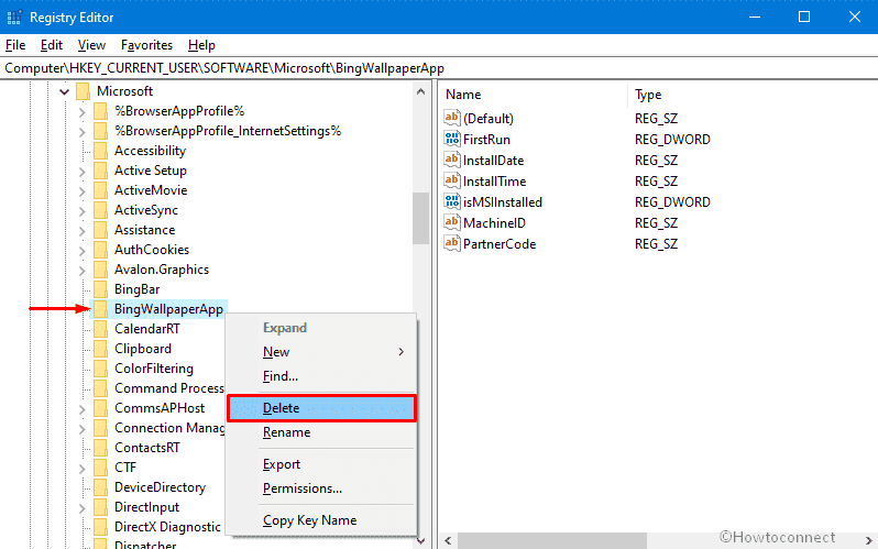 Bing Wallpaper App not working - Completely remove BingWallpaper folder from Registry Editor