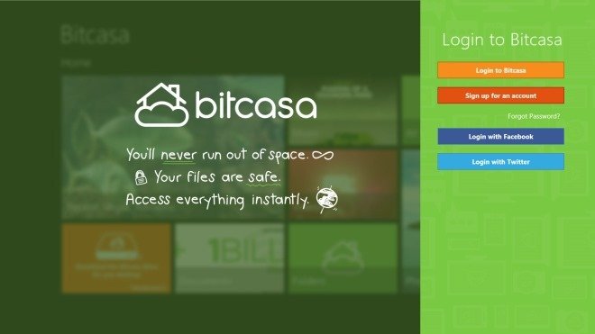 bitcasa app login page