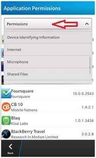 blackberry 10 app permissions