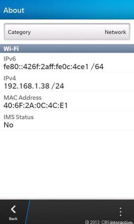 blackberry 10 IP address finding