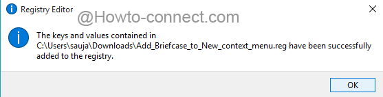 Briefcase has been successfully added to Windows 10 New Context Menu