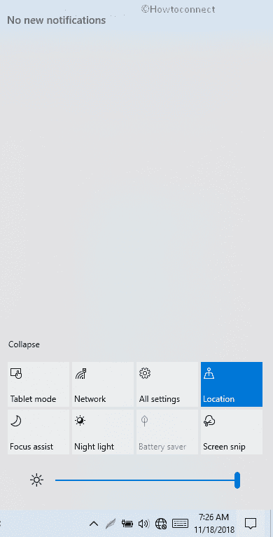 Brightness Slider in Action Center - Windows 10 1903