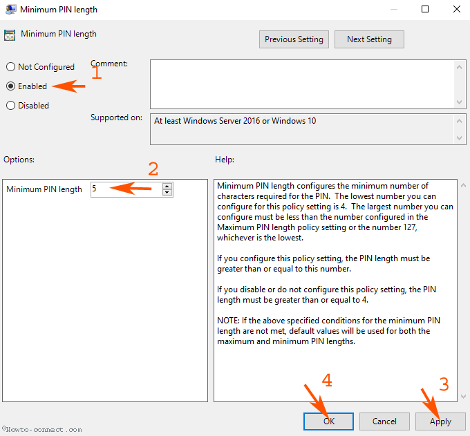 Change Characters Length of Login PIN Windows 10 step 4