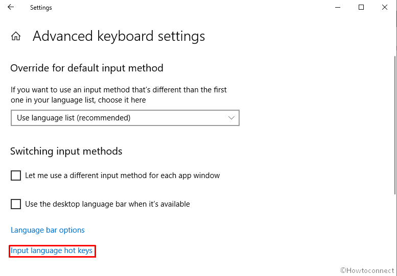 Change Key Sequence to Switch Input Language in Windows 10-click Input language hot keys