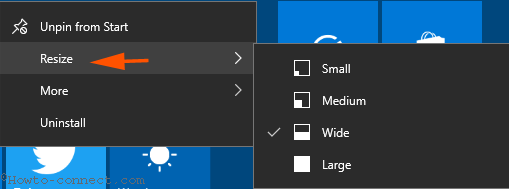 Change Live App Tile Size On Start Menu Windows 10 image 3