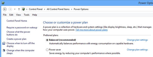 change power plan settings in windows 8