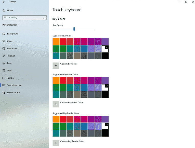 Change Touch Keyboard Color and Size